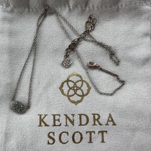 Kendra Scott Mini Elisa Silver Grey Druzy Stone Necklace - 20"